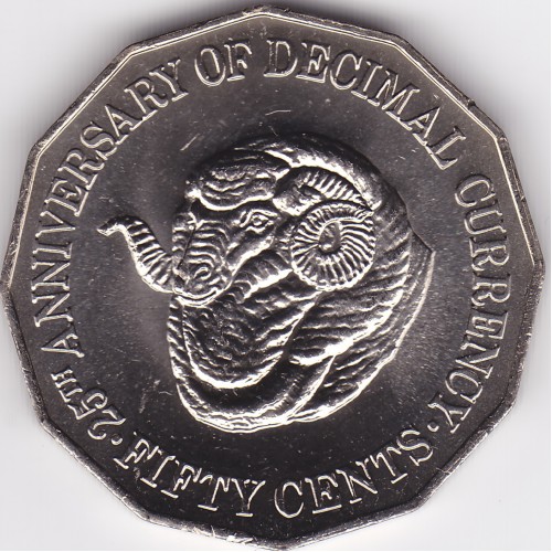 1991 50¢ Rams Head 25th Decimal Anniversary Uncirculated